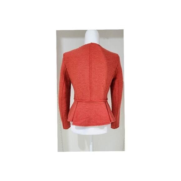 Zara Basics Orange Wool Blend Peplum Blazer Women Size S - Picture 4 of 5
